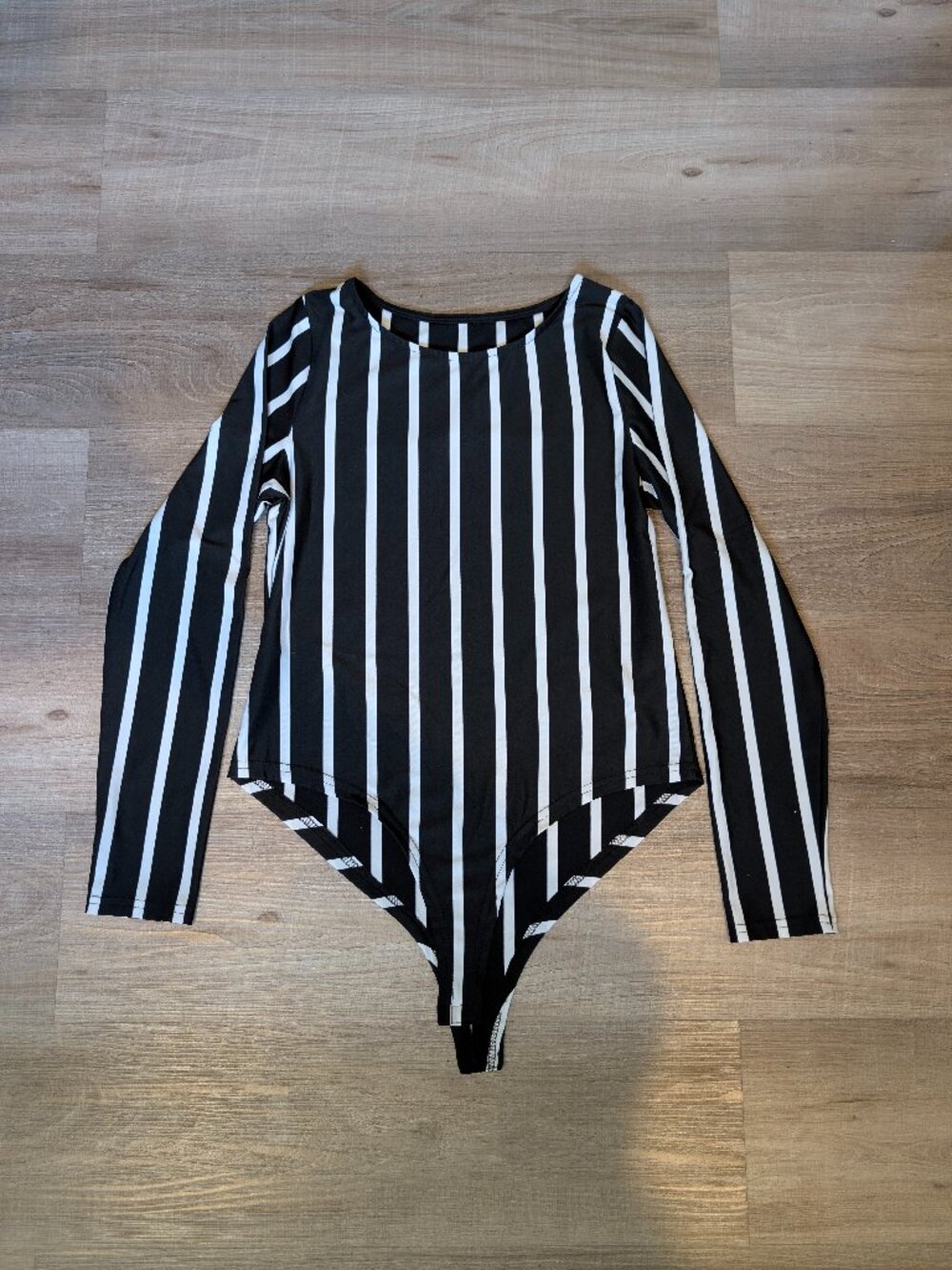 NWOT Black and White Vertical Stripe Long Sleeve Bodysuit